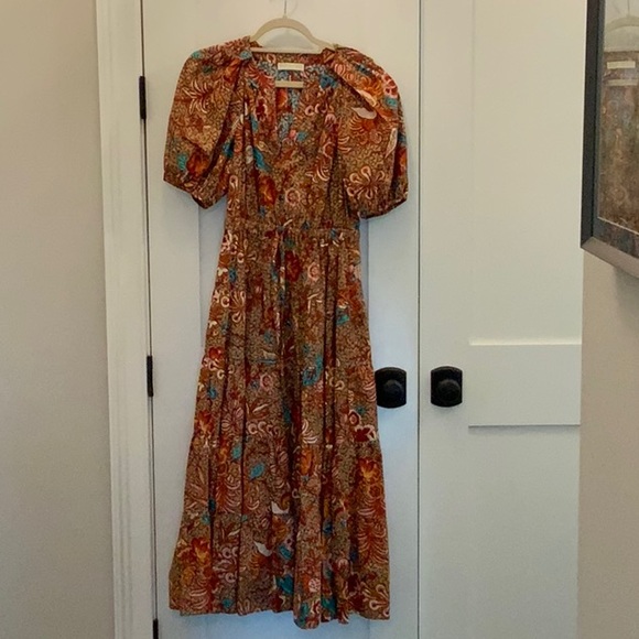 Ulla Johnson Primrose Midi Dress with Puff Sleeves Size 4...
